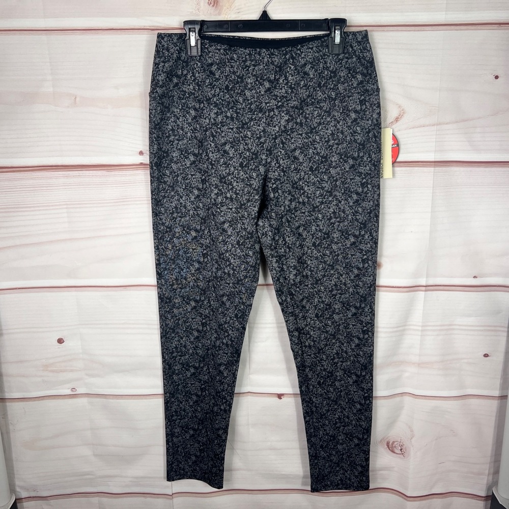 Alexander Jordan Leggings Womens L Black Gray Floral Tummy Control Full Length